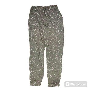 BODEN girls size 16y XL drawstring lose fit jogger pants green pink hearts belt